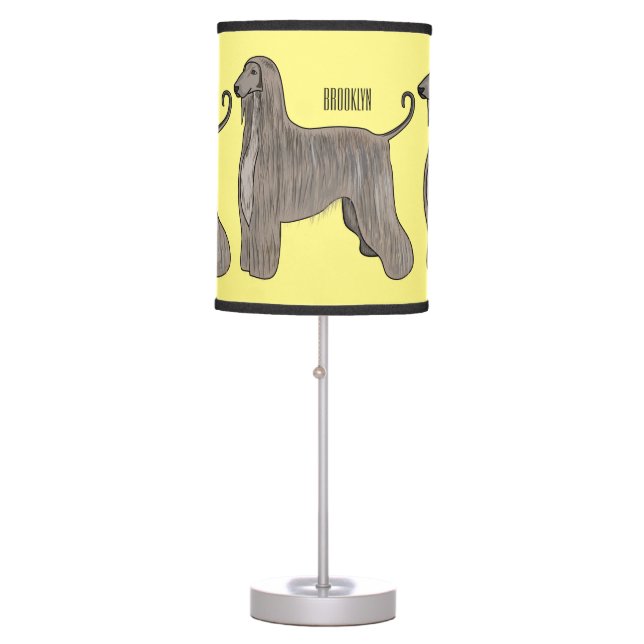 Afghan hound dog cartoon illustration  table lamp (Front)