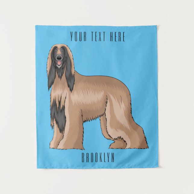 Afghan hound dog cartoon illustration tapestry (Front)