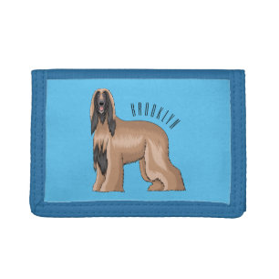 Afghan hound dog cartoon illustration tri-fold wallet