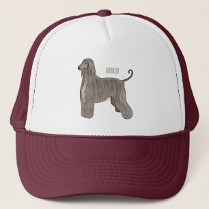 Afghan hound dog cartoon illustration trucker hat