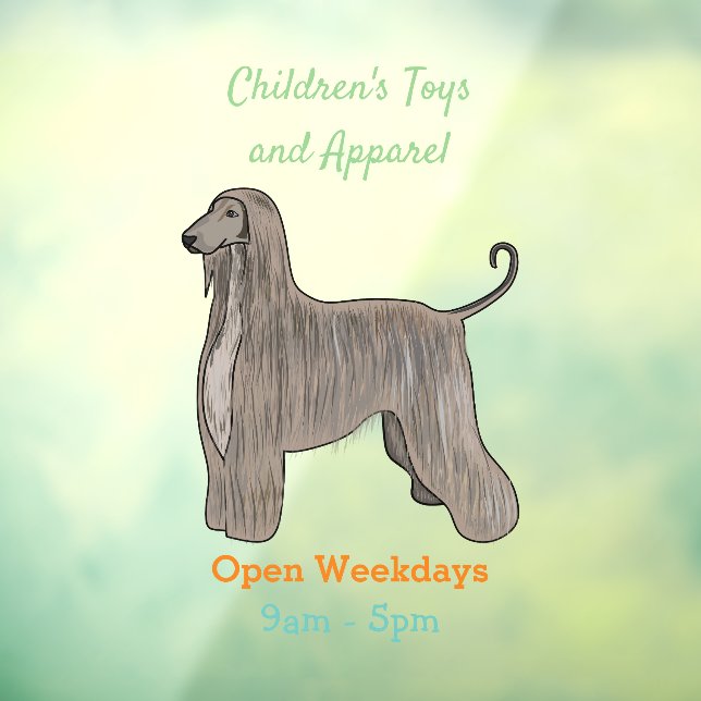 Afghan hound dog cartoon illustration window cling (Sheet 3)