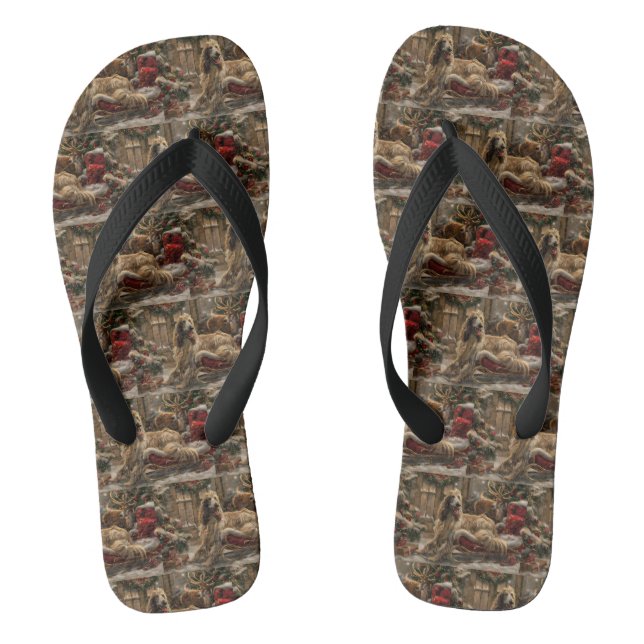Afghan Hound Dog Christmas Festive Flip Flops (Footbed)