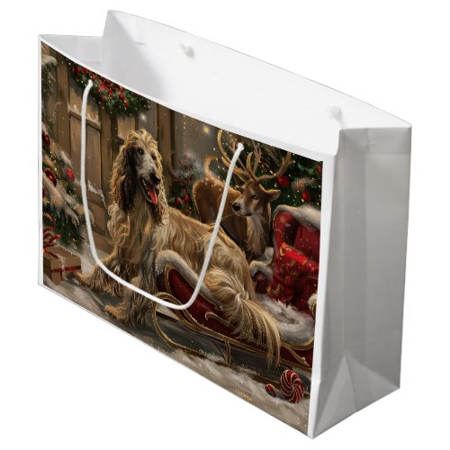 Afghan Hound Dog Christmas Festive Large Gift Bag