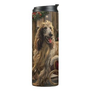 Afghan Hound Dog Christmas Festive Thermal Tumbler