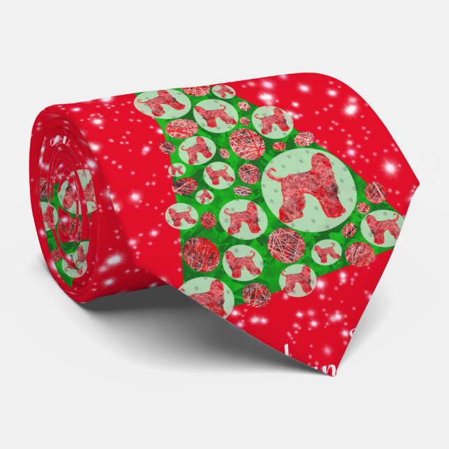 Afghan Hound Dog Christmas Tree Red Neck Tie (Rolled)