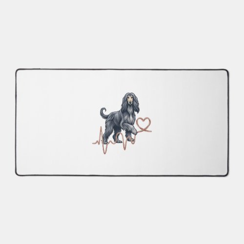 Afghan Hound Dog Heartbeat Line Heart Desk Mat