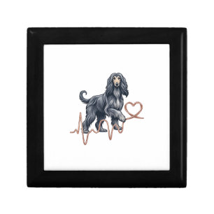 Afghan Hound Dog Heartbeat Line Heart Gift Box