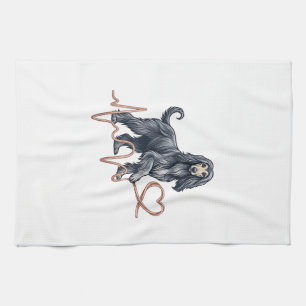 Afghan Hound Dog Heartbeat Line Heart Kitchen Towel