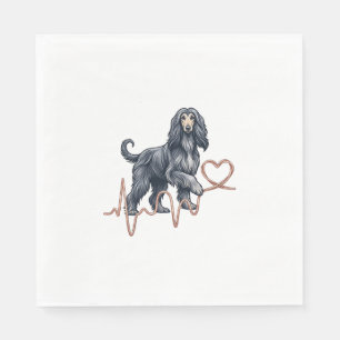 Afghan Hound Dog Heartbeat Line Heart Napkins