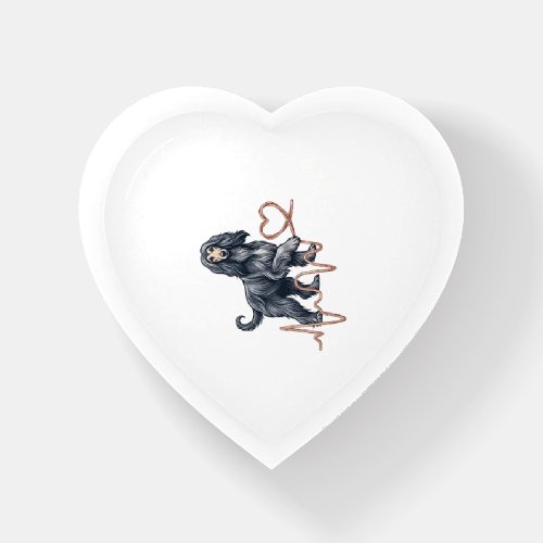Afghan Hound Dog Heartbeat Line Heart Paperweight