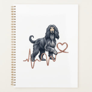 Afghan Hound Dog Heartbeat Line Heart Planner