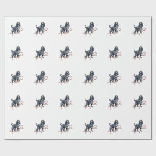 Afghan Hound Dog Heartbeat Line Heart Wrapping Paper