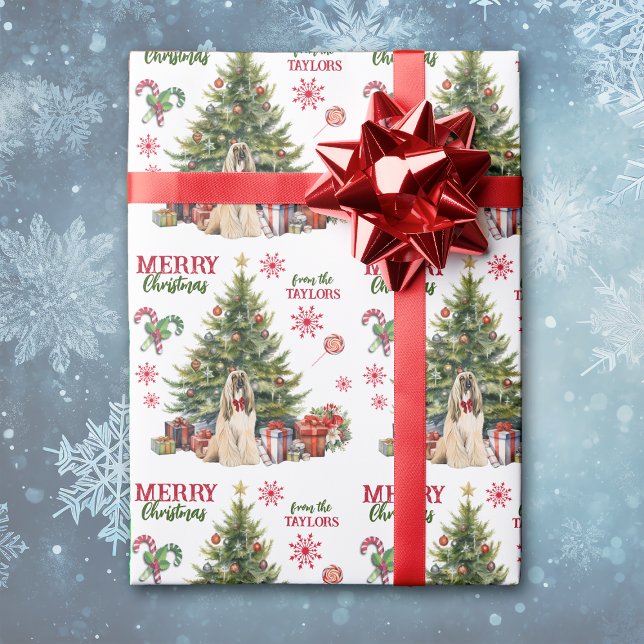 Afghan Hound Dog Holiday Tree Wrapping Paper (Creator Uploaded)