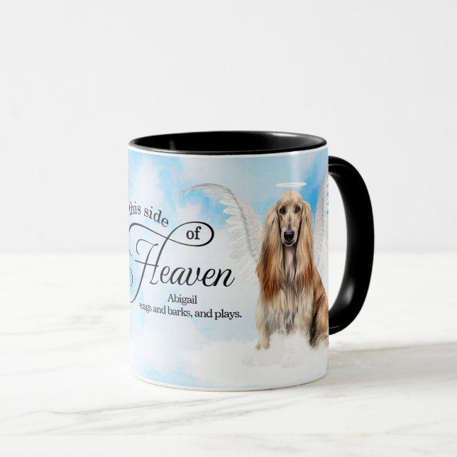 Afghan Hound Dog in Heaven Personalized Memorial Mug (Front Right)