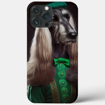 afghan hound dog in St. Patrick's Day Dress iPhone 13 Pro Max Case