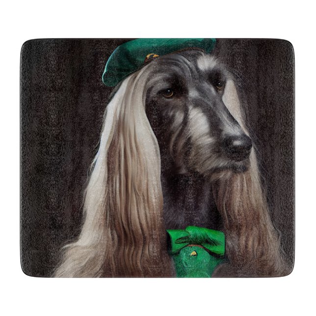 afghan hound dog in St. Patrick's Day Dress Cutting Board (Front)