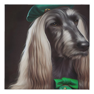 afghan hound dog in St. Patrick's Day Dress Faux Canvas Print