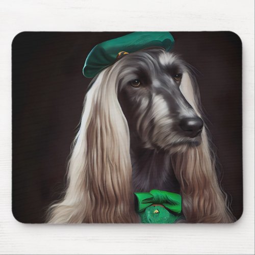 afghan hound dog in St Patricks Day Dress Mouse Pad