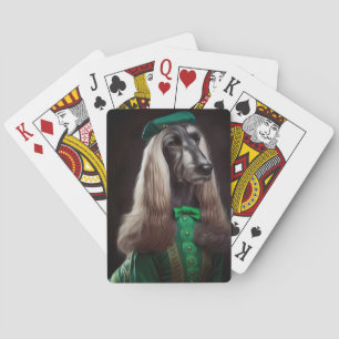afghan hound dog in St. Patrick's Day Dress Poker Cards