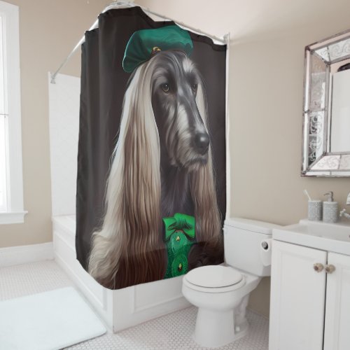 afghan hound dog in St Patricks Day Dress Shower Curtain