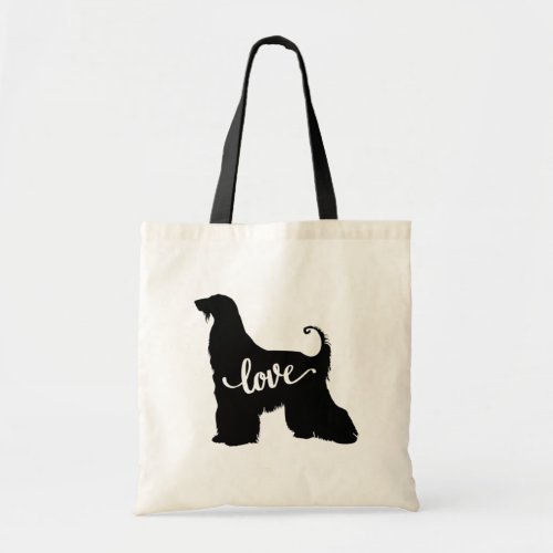 Afghan hound dog love tote bag