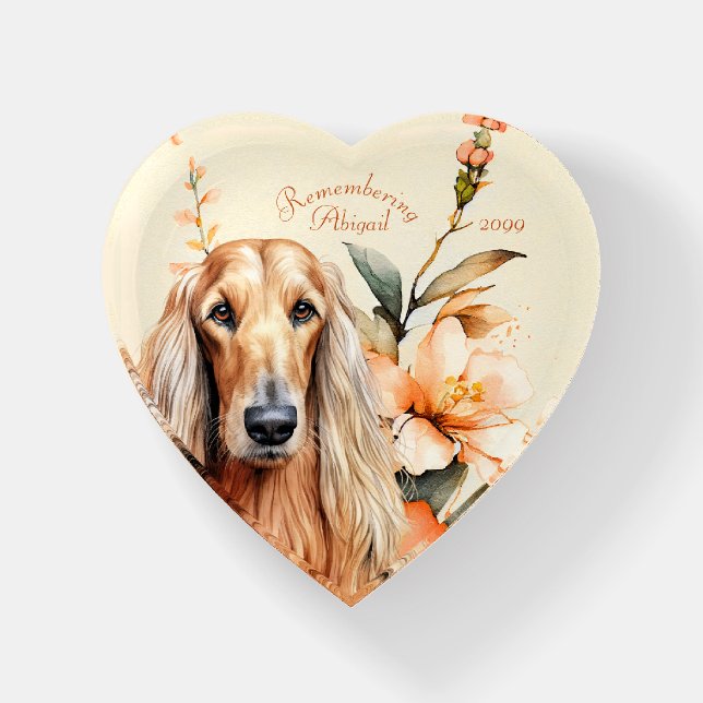 Afghan Hound Dog Lover and Peach Lilies Paperweight (Front)