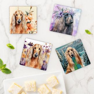 Afghan Hound Dog Lover Pet Themed Coaster Set
