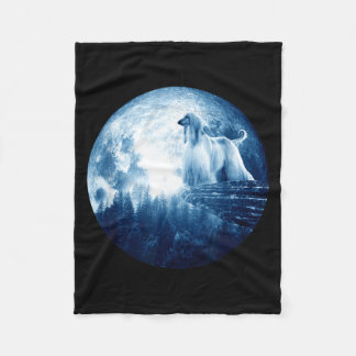 Afghan Hound Dog Moon Dog Mom Dad Women Men Dog Fleece Blanket