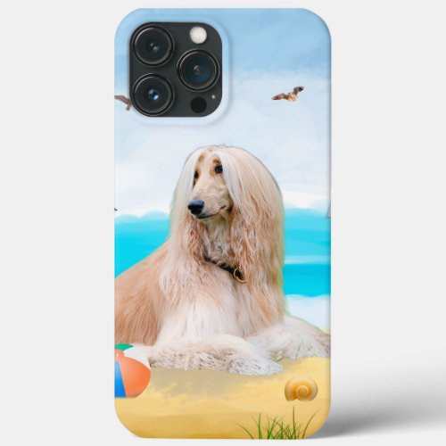 Afghan Hound Dog on Beach iPhone 13 Pro Max Case