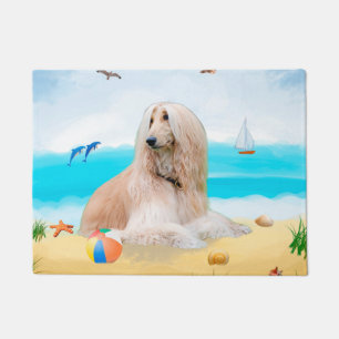 Afghan Hound Dog on Beach Doormat