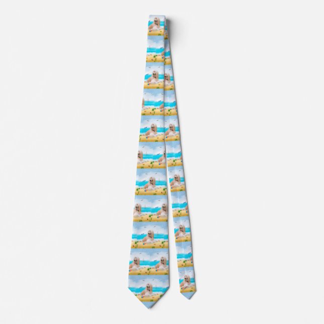 Afghan Hound Dog on Beach Neck Tie (Front)