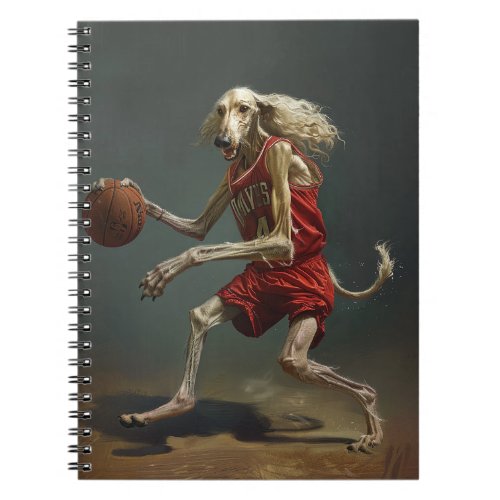 Afghan Hound Dog Playing Basketball Notebook