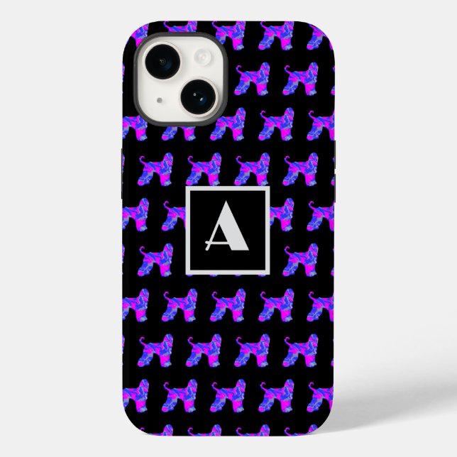 Afghan Hound Dog Pnk Blu Silhouette Mono Black Case-Mate iPhone Case (Back)