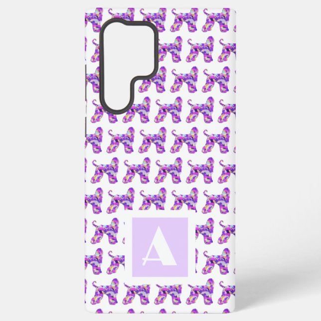 Afghan Hound Dog Purple Silhouette Monogram Samsung Galaxy Case (Back)