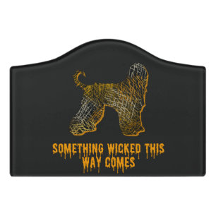 Afghan Hound Dog Silhouette Fun Orange Halloween Door Sign