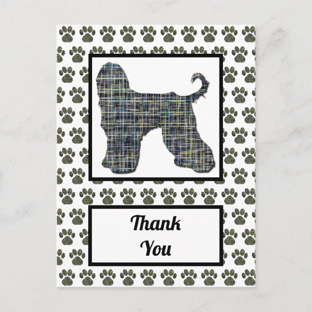 Afghan Hound Dog Silhouette Thank You Postcard (Front)