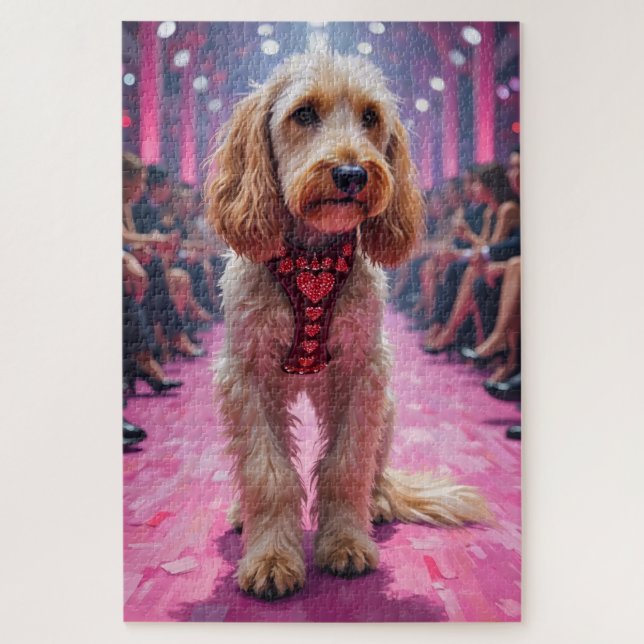 Afghan Hound Dog Valentine's Day Runway Fashion Jigsaw Puzzle (Vertical)