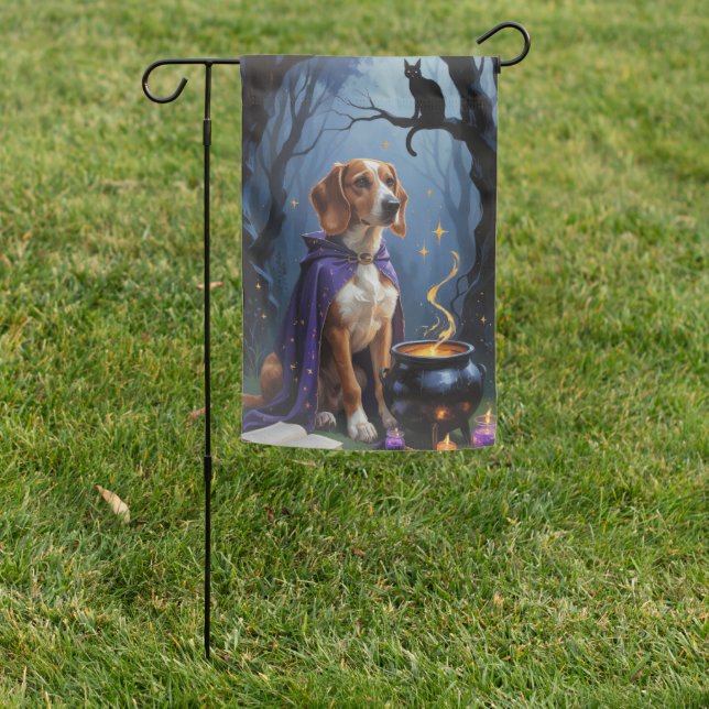 Afghan Hound Dog Whimsical Halloween Painting Garden Flag (In SItu)