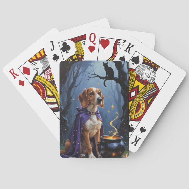 Afghan Hound Dog Whimsical Halloween Painting Poker Cards (Back)
