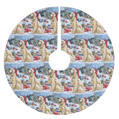 Afghan Hound Dog Winter Wonderland Christmas Joy  Brushed Polyester Tree Skirt