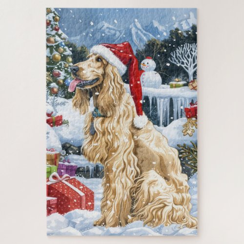 Afghan Hound Dog Winter Wonderland Christmas Joy  Jigsaw Puzzle