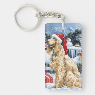 Afghan Hound Dog Winter Wonderland Christmas Joy Keychain