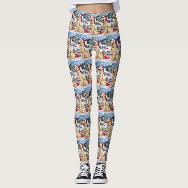 Afghan Hound Dog Winter Wonderland Christmas Joy  Leggings (Front)