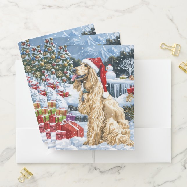 Afghan Hound Dog Winter Wonderland Christmas Joy  Pocket Folder (In Situ)