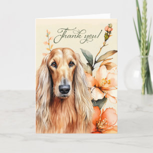 Afghan Hound Dog with Peach Lilies Letterpress Thank You Card
