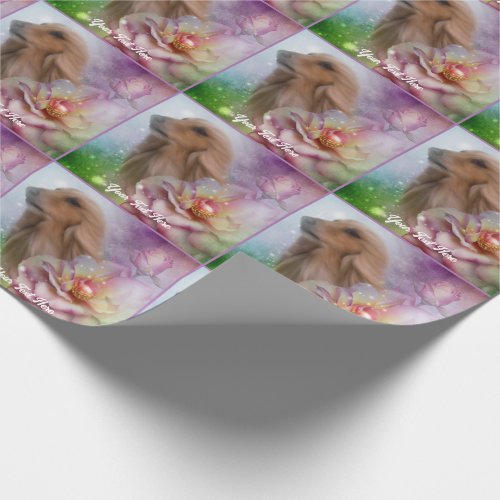 Afghan Hound Fantasy Flower Personalized Wrapping Paper