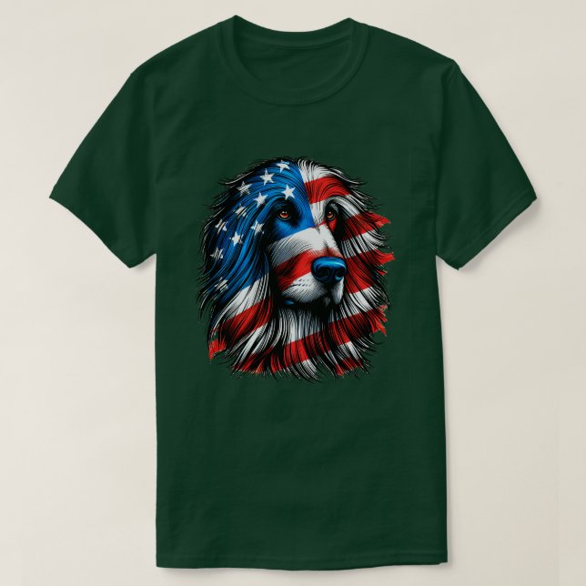 Afghan Hound FLAG Usa Dog Lover Funny 2 T-Shirt (Design Front)