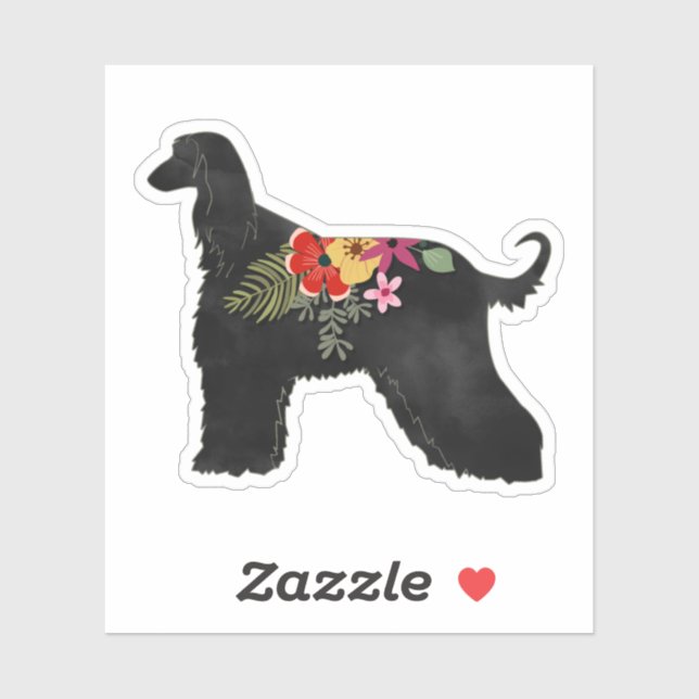 Afghan Hound Floral Bohemian Saddle Sticker (Sheet)