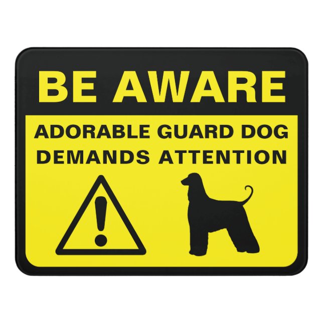 Afghan Hound Funny Guard Dog Warning Sign (Contemporary Front)