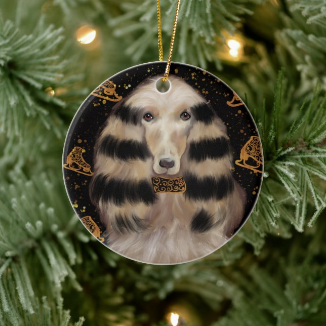 AFGHAN HOUND GOLD  CERAMIC ORNAMENT (Tree)